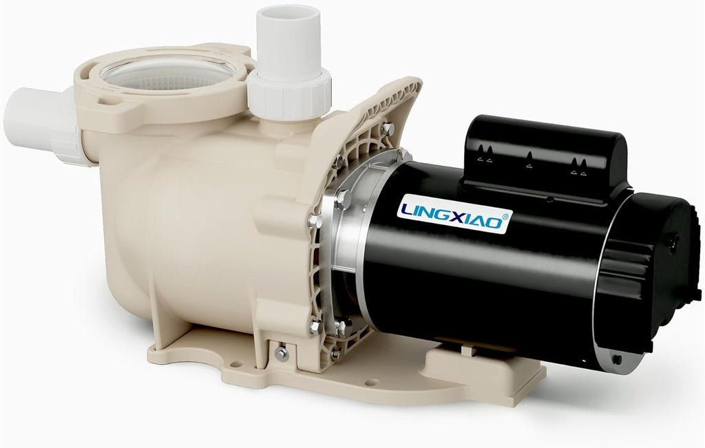 Single-speed pool pump, 1.5 horsepower, 115/208-230 volts, embedded pool pump, flow rate 6900 gallons per hour, low-noise pool pump, high flow, powerful self-suction pool pump, with filter basket, embedded design