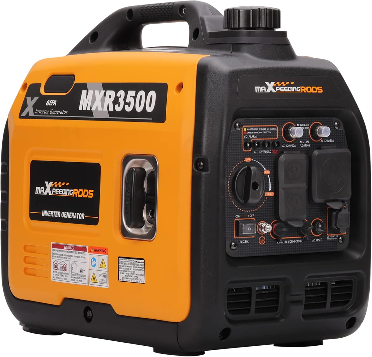 3500W Portable Inverter Generator, RV Ready,for Outdoor Camping Trailer Event Commercial Mobile Power Supply Backup Event, Gas Powered, EPA Compliant,Compact & Lightweight 47LBs