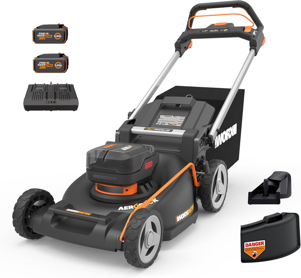 40V Power Share 20” Push Lawn Mower with Two 4.0Ah High-Capacity Batteries, Black and Orange