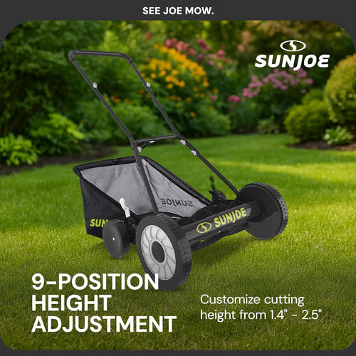 18-Inch Manual Reel Mower with Grass Catcher