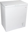 5.0 cu ft (155L), White, Manual Defrost Deep Freeze, Storage Basket, Space-Saving Flat Back, Stay-Open Lid, Front-Access Defrost Drain, for Apartment, Condo, Cottage