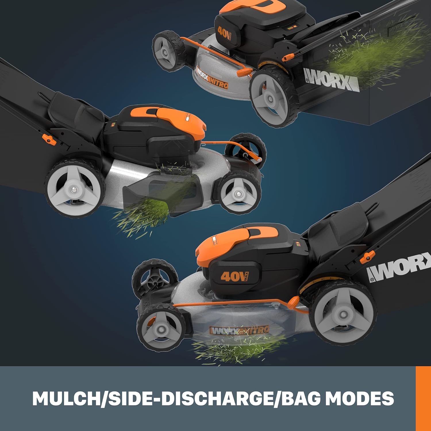 40V Power Share 20” Push Lawn Mower with Two 4.0Ah High-Capacity Batteries, Black and Orange
