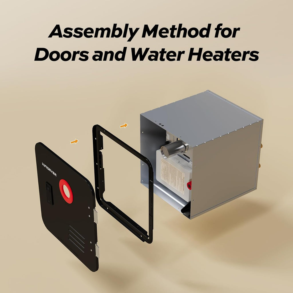 18 x 18 Inches Black Door kit - This Only for KINGRVER RV Tankless Water Heaters without Door, Water Heater not Included, Galvanized Steel