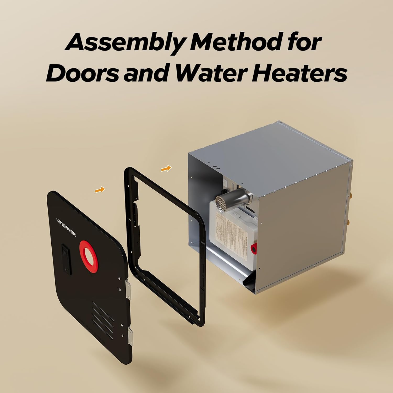 18 x 18 Inches Black Door kit - This Only for KINGRVER RV Tankless Water Heaters without Door, Water Heater not Included, Galvanized Steel