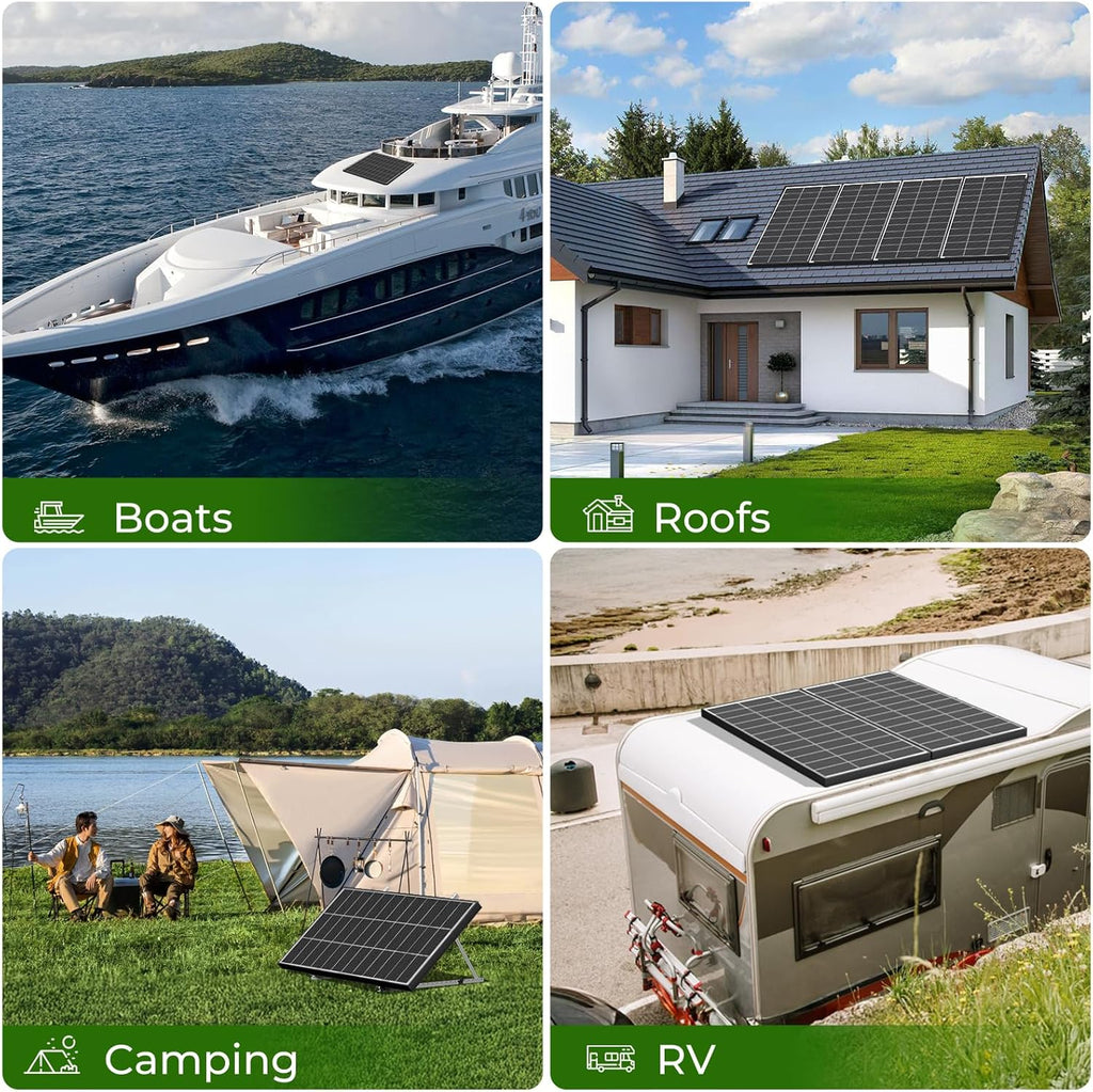Bifacial 100W Solar Panels, 18BB 12V/24V Monocrystalline High-Efficiency Module PV Power Charger Solar Panels for Homes Camping RV Battery Boat Caravan and Other Off-Grid Applications (100W 2pack)