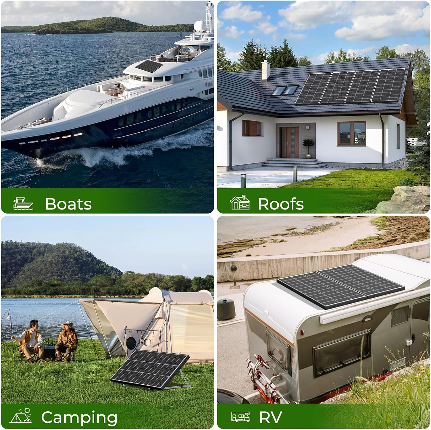 Bifacial 100W Solar Panels, 18BB 12V/24V Monocrystalline High-Efficiency Module PV Power Charger Solar Panels for Homes Camping RV Battery Boat Caravan and Other Off-Grid Applications (100W 2pack)
