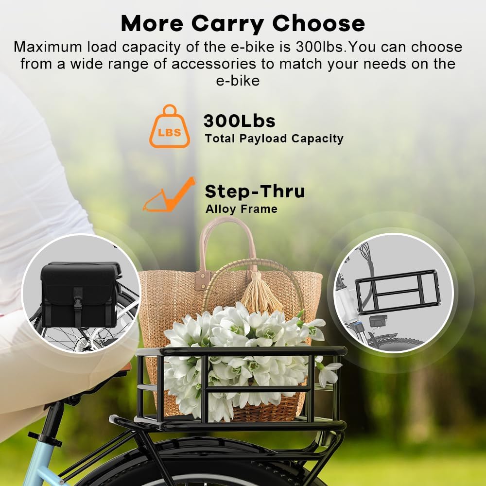 1000w Peak Electric Bike for Adults,up 70 Miles Removable Battery Ebike, 26" Electric Mountain E Bike with 7-Speed,Adult Electric Bicycles for Commute Beach Snow