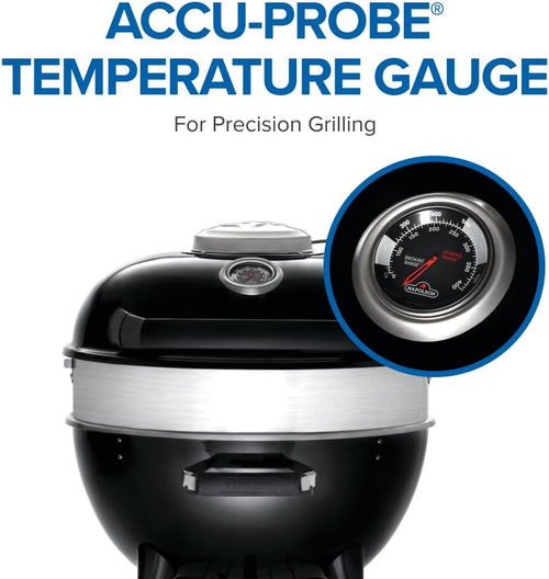 18-Inch Charcoal Kettle Grill Black, Stainless Steel Spacer Ring, 240in² Cooking Area, Sturdy 4-Leg Design, 7-Inch Wheels