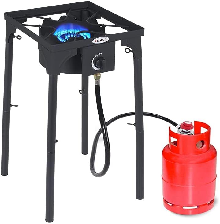 Double Propane Burner, Gas Burner Outdoor Stove Burner Gas, Up to 260,000 BTU/Hr Dual Burner Propane Stove with Propane Burner stand, Gas Burners for Cooking Outside Stove for Cooking Gas