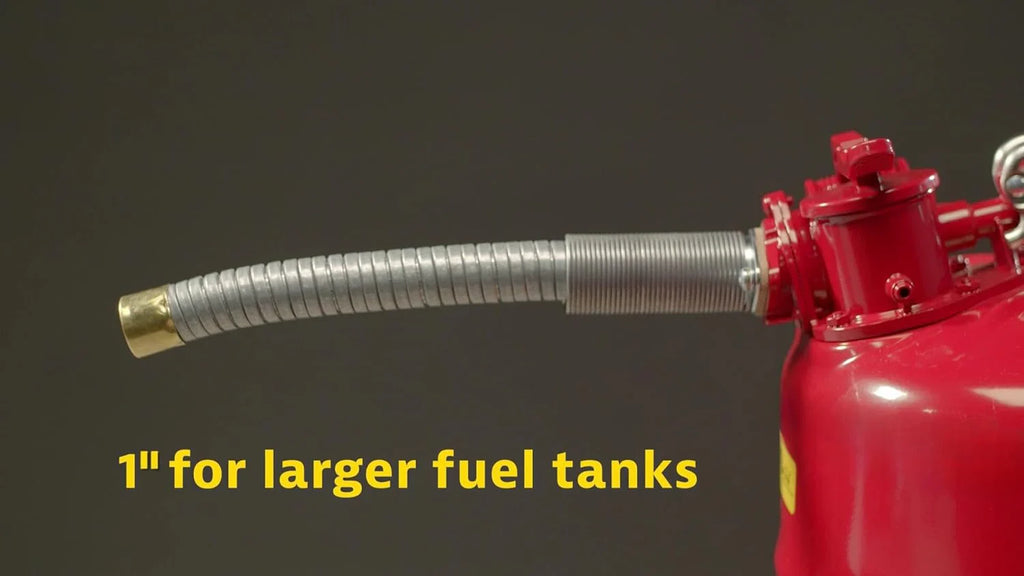 Justrite 5-Gallon Type II Red Safety Gas Can �� OSHA-Approved Steel Fuel Container with Flame Arrester, Self-Closing Lid & 1" Flexible Spout (7250130)