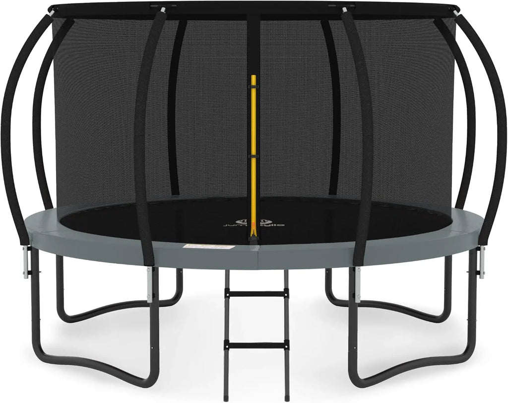 JUMPZYLLA Trampoline 8FT 10FT 12FT 14FT 15FT 16FT Trampoline with Enclosure - Recreational Trampolines with Ladder and AntiRust Coating, ASTM Approval Outdoor Trampoline for Kids