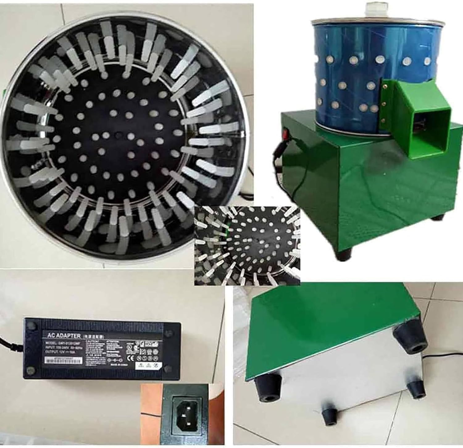 Commercial Chicken Plucker, Poultry De-featherer with 110 Rubber Fingers, 60W High-Efficiency Hair Plucking, Stainless Steel, for Duck Goosey Farm