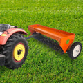 Traction-type weed remover, 40-inch traction-type sharp-toothed weed remover with transport wheels, steel teeth, tray, suitable for towing-type weed remover for farms, lawns and gardens, with adjustable handle
