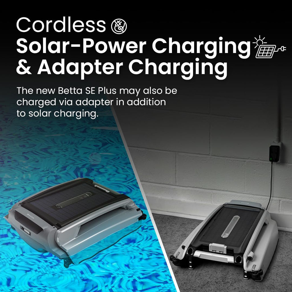 Solar-Powered Robotic Pool Skimmer with 24/7 Continuous Cleaning Power, Dual Charging Options, Twin Salt Chlorine Tolerant Motors, and Shallow Water Safeguard