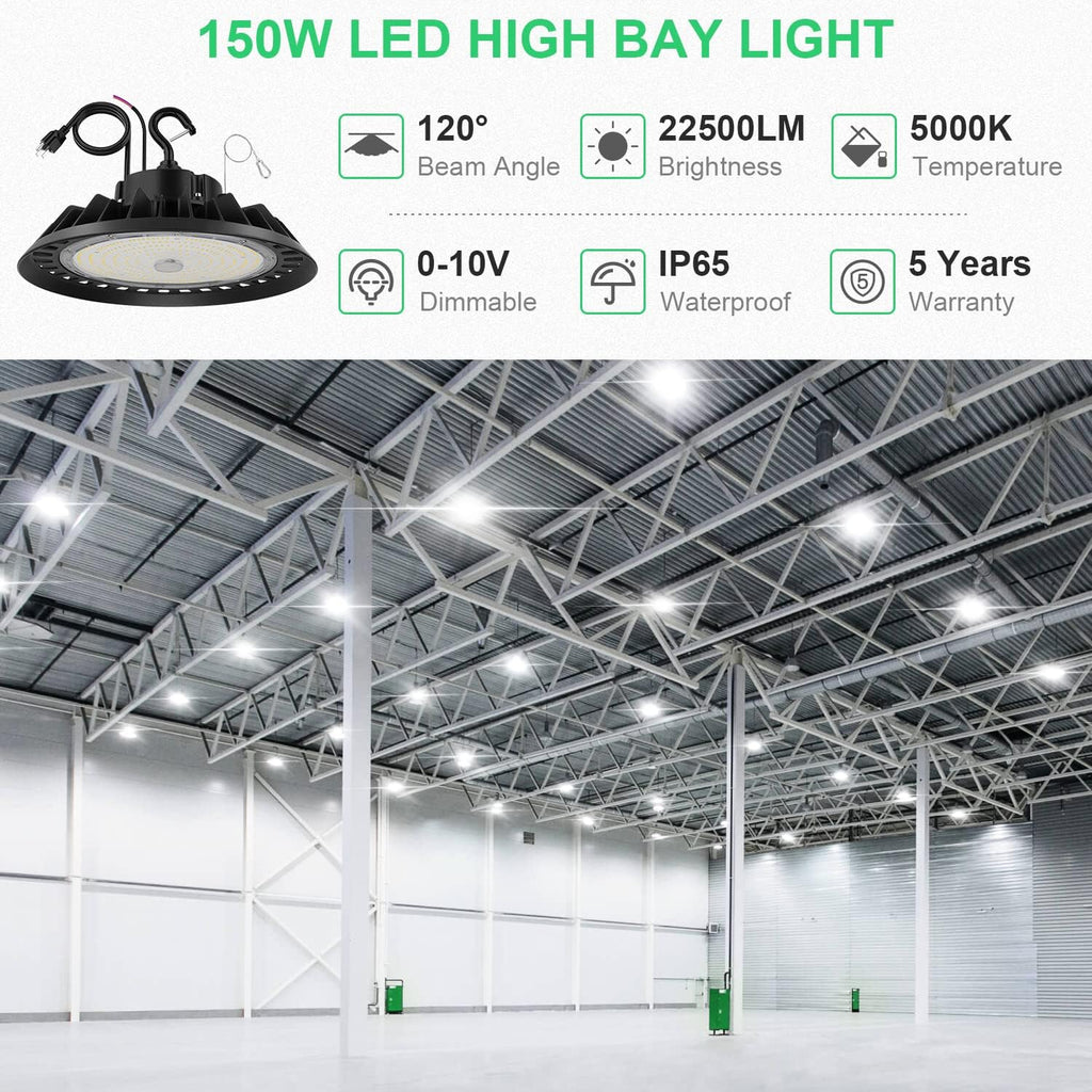 High Bay Light 240W 5000K High Bay Led Shop Lights 36,000LM 0-10V Dimmable Led high Bay Lights for Shop Lights Warehouse Lights UFO Lights
