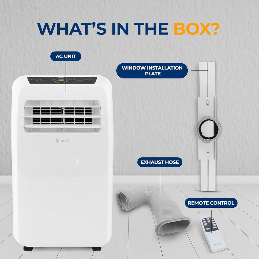 10,000 BTU Portable Air Conditioner– 4-in-1 AC Unit w/Cooling, Dehumidifier, Heater, & Fan– Includes Remote Control, Window Mount Kit, Quiet Operation, 24-Hour Timer