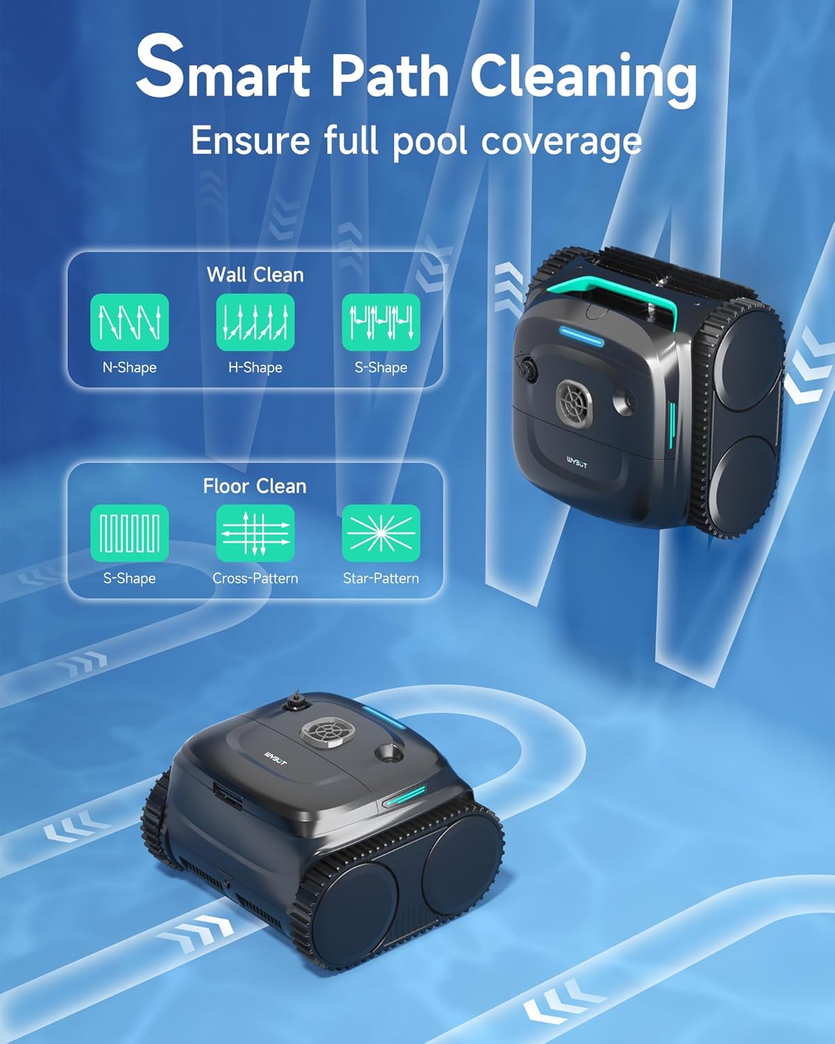 Cordless Robotic Pool Cleaner, Automatic Pool Vacumm with 180mins Runtime, App Control, Wall and Waterline Cleaning, Dual Filtration, for Inground Pools up to 2152 Sq.ft