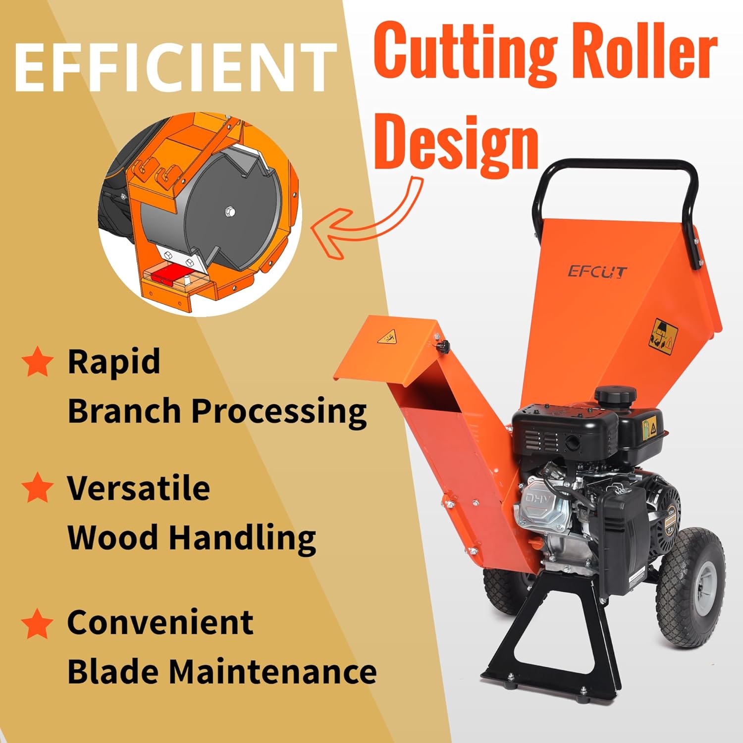 Wood Chipper Shredder Mulcher 7HP Gas Powered Heavy Duty Compact Design 3" Inch Max Capacity (R0)