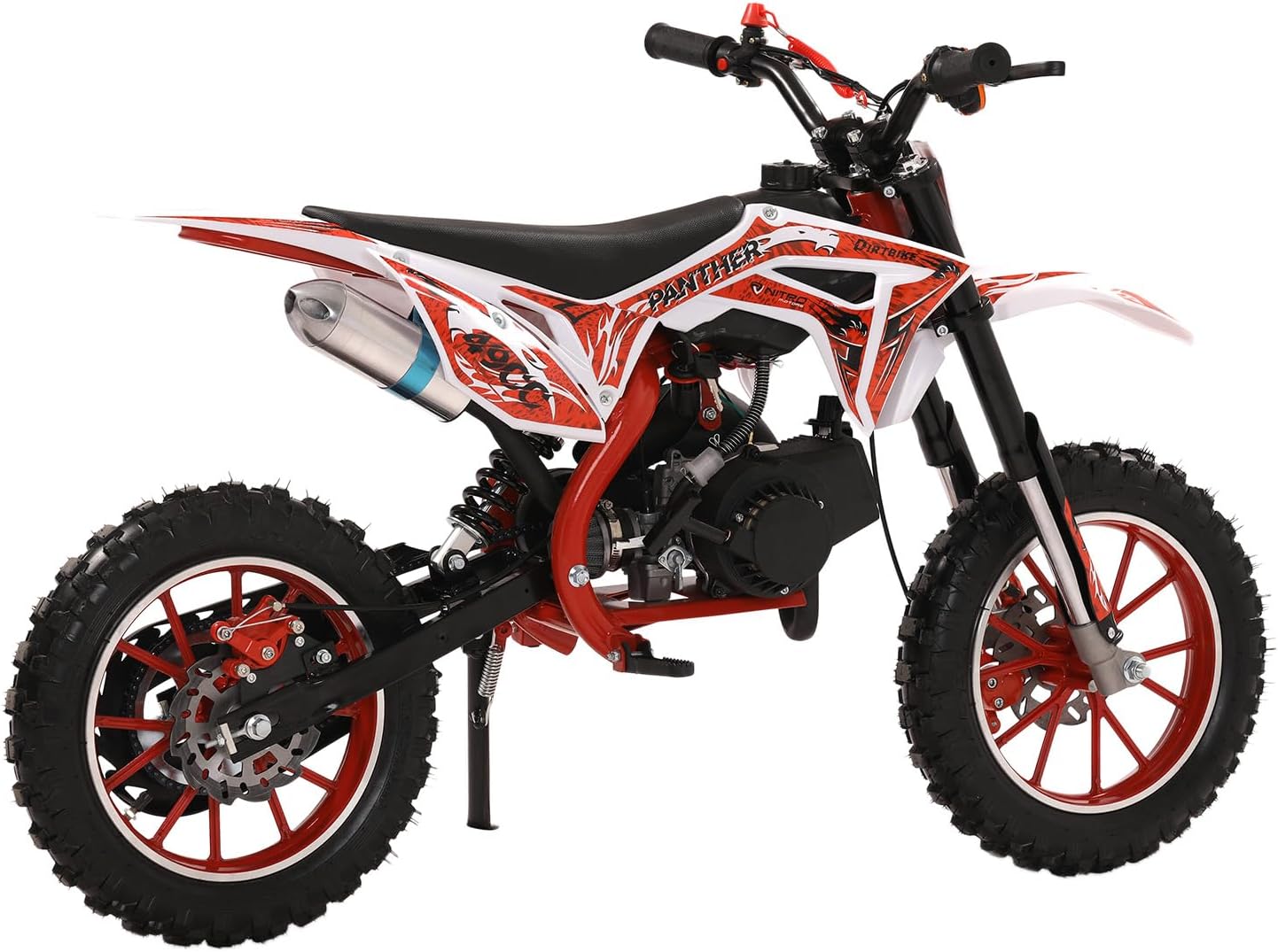 Kids Dirt Bike 49cc 2-Stroke, 40KM/H Gas Powered Dirtbike, Off Road Mini Motorcycle with Front Rear Disc Brakes, Mini Dirt Bike for Children Aged 5-16
