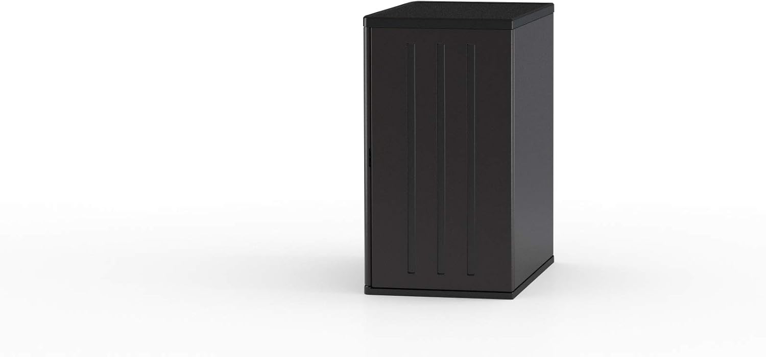 Suncast Commercial Heavy-Duty 9 Cubic Ft. Resin Storage Cabinet with Lockable Handles, Adjustable Metal-Reinforced Shelves for Garage or Workspace, Black, Made in The USA