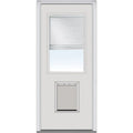National Door Company Steel Exterior Door, Primed, 1/2 Lite with Clear Glass Internal Blinds & Pet Door, Right Hand Inswing, 32锟芥�锟斤拷x80锟芥�锟斤拷
