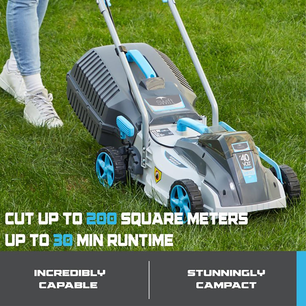 Cordless Lawn Mower, 15-in Lawn Mowers Lightweight, 40V Lithium-ion Lawnmower w/Brushless Motor, 5 Cutting Heights Adjustable -Low Noise 2 in 1 Push Mower