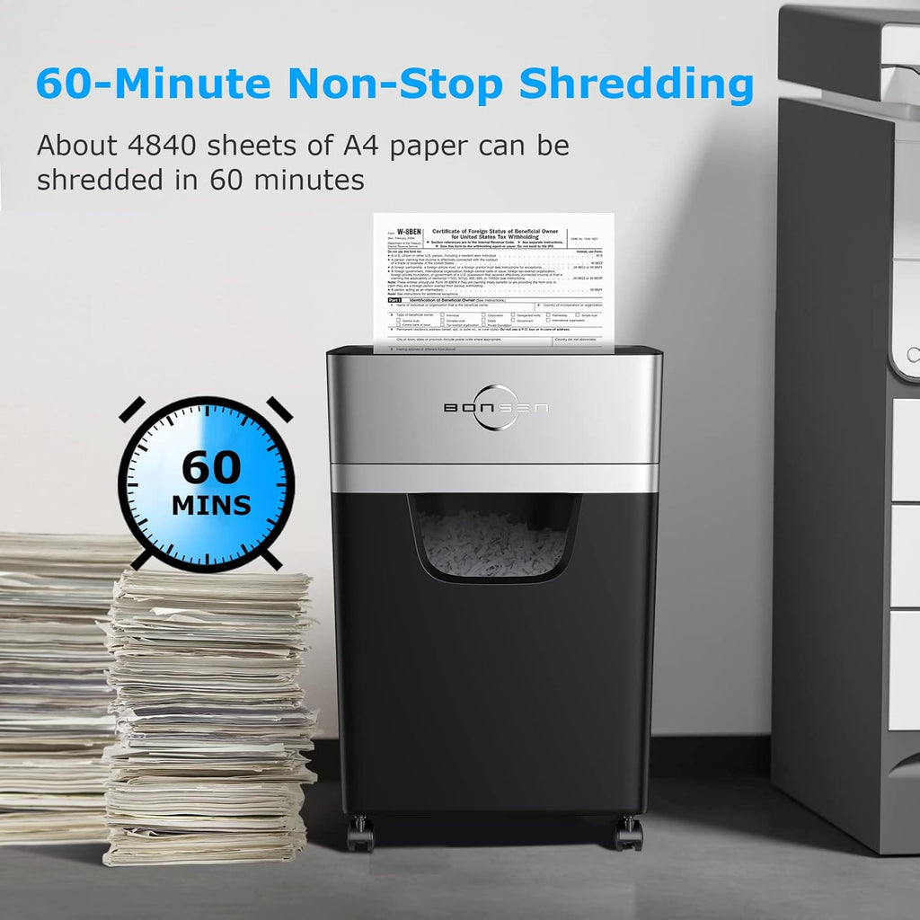16-Sheet Heavy Duty Paper Shredder for Office, 60-Minute Running Time Cross-Cut CD Shredder with 60dB Low-Noise, 5.3-Gallon Pull Out Bin, Anti-Jam & Quiet Shredder for Home Office