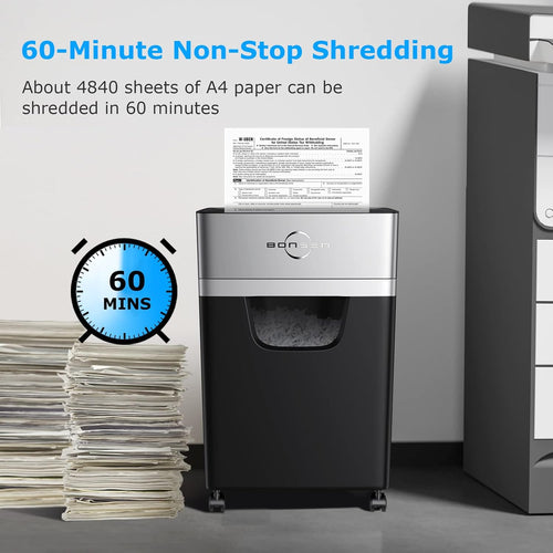 16-Sheet Heavy Duty Paper Shredder for Office, 60-Minute Running Time Cross-Cut CD Shredder with 60dB Low-Noise, 5.3-Gallon Pull Out Bin, Anti-Jam & Quiet Shredder for Home Office