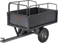 Utility Trailer, 17 Cu. Ft & 600lbs Capacity, ATV UTV Hauling Trailer, Tow Behind Steel Dump Cart with 16" Tires, Hand Pull or Foot Pedal, Heavy Duty Yard Trailers for Lawn Mower Tractor