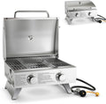 Propane Gas Grill 50,000 BTU, 4 Main Burners, 1 Side Burner, 2 Prep Tables, Stainless Steel Heavy-Duty BBQ Grill with 4 Wheels for Backyard Party Outdoor Cooking