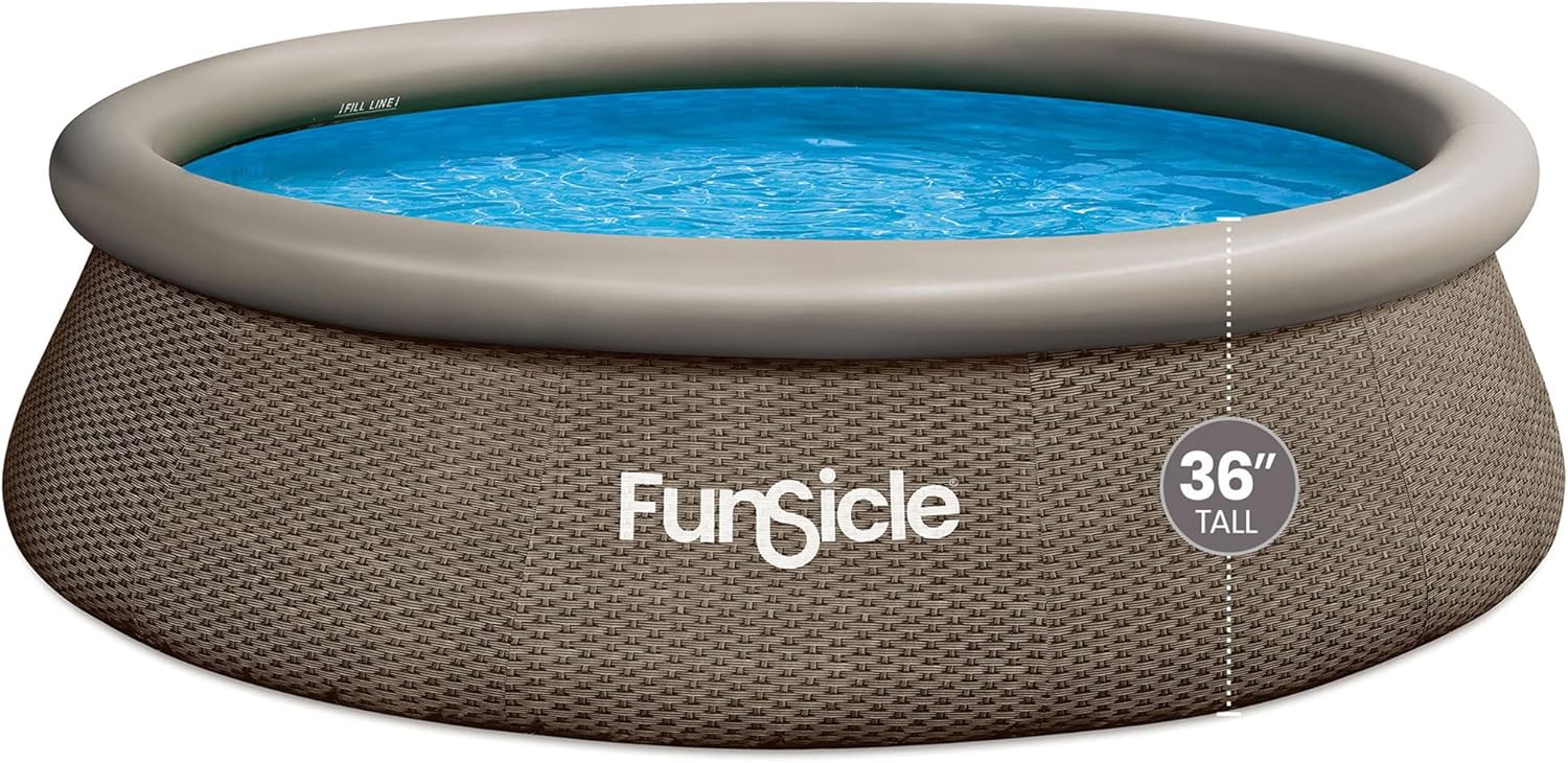 12ft x 36in Round Inflatable Above Ground Swimming Pool with Filter Pump – Easy Setup with Top Ring Design