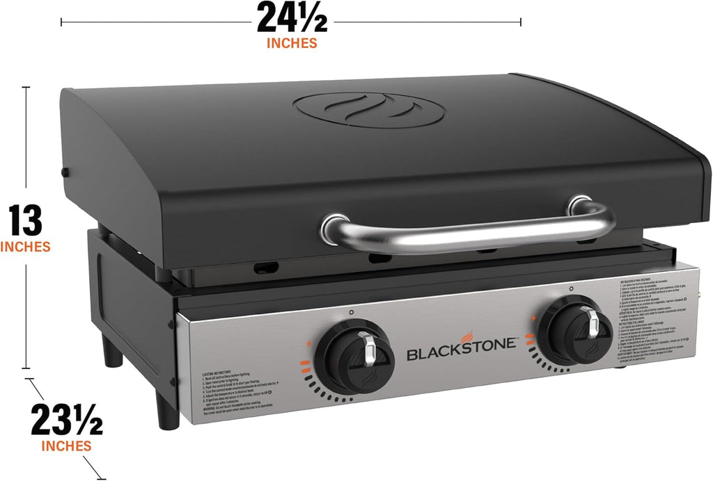 Tabletop Griddle with Stainless Steel Front Plate and Hood - 22", Black