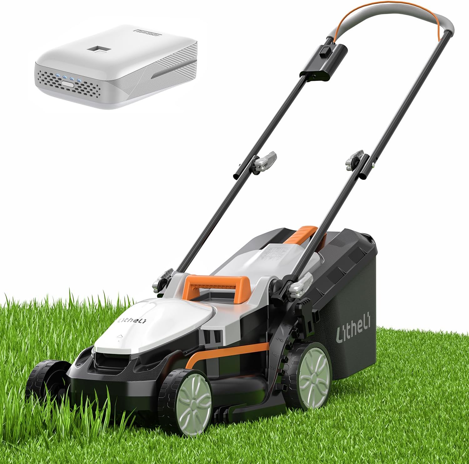 40V (2 x 20V) 16-inch cordless electric lawn mower, brushless mower, with 6 height adjustment functions, portable and lightweight push-type battery-driven lawn mower (including 2 4.0 amp-hour batteries)