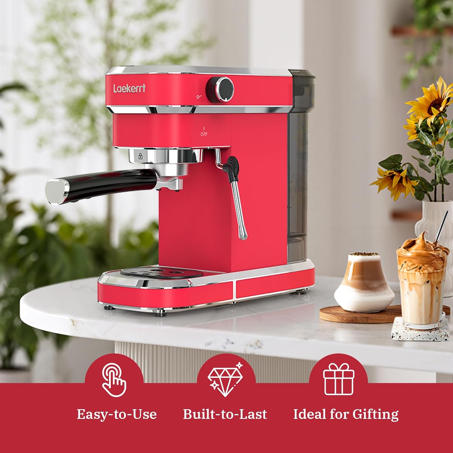 Professional Espresso Machine 20 Bar Espresso Maker CMEP01 with Milk Frother Steam Wand for Cappuccino and Latte (Pink) Gift for Coffee Lovers, Girl Friend, Daughter, Mom