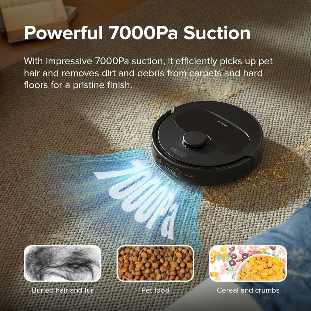 Series Robot Vacuum and Mop, 8000Pa Suction, Upgraded from Qrevo S, Anti-Tangle Brushes, Smart Obstacle Avoidance, Auto Mop Washing, All-in-One Dock, 200RPM Spinning Mops, Black(QV 35A)