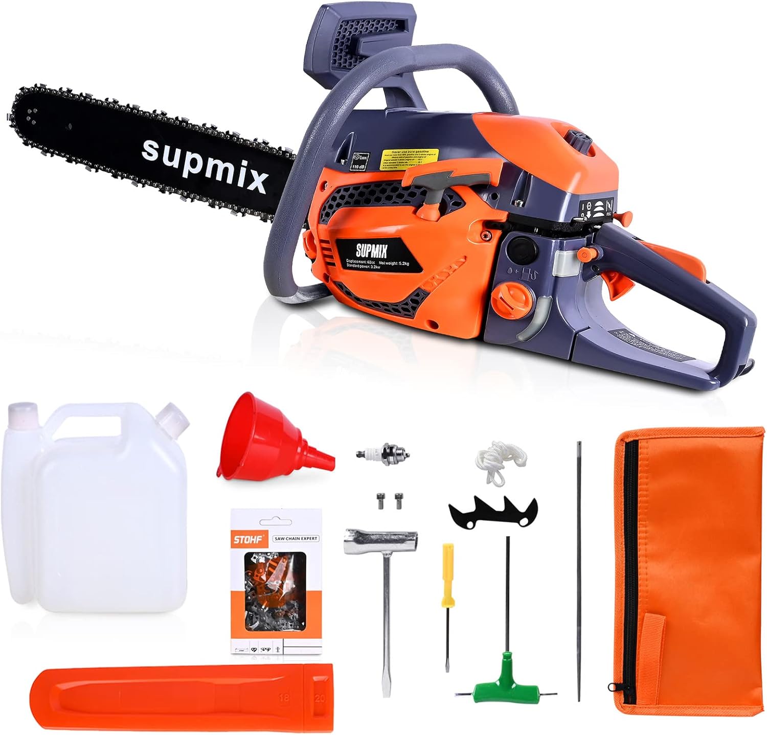 20-Inch Gas Powered Chainsaw,62cc Petrol Chainsaw Garden Tools,3.4HP 2 Cycle Gasoline Powered Chain Saws Handheld Cordless Petrol Chainsaws for Tree Cutting Outdoor Home Farm All Parts