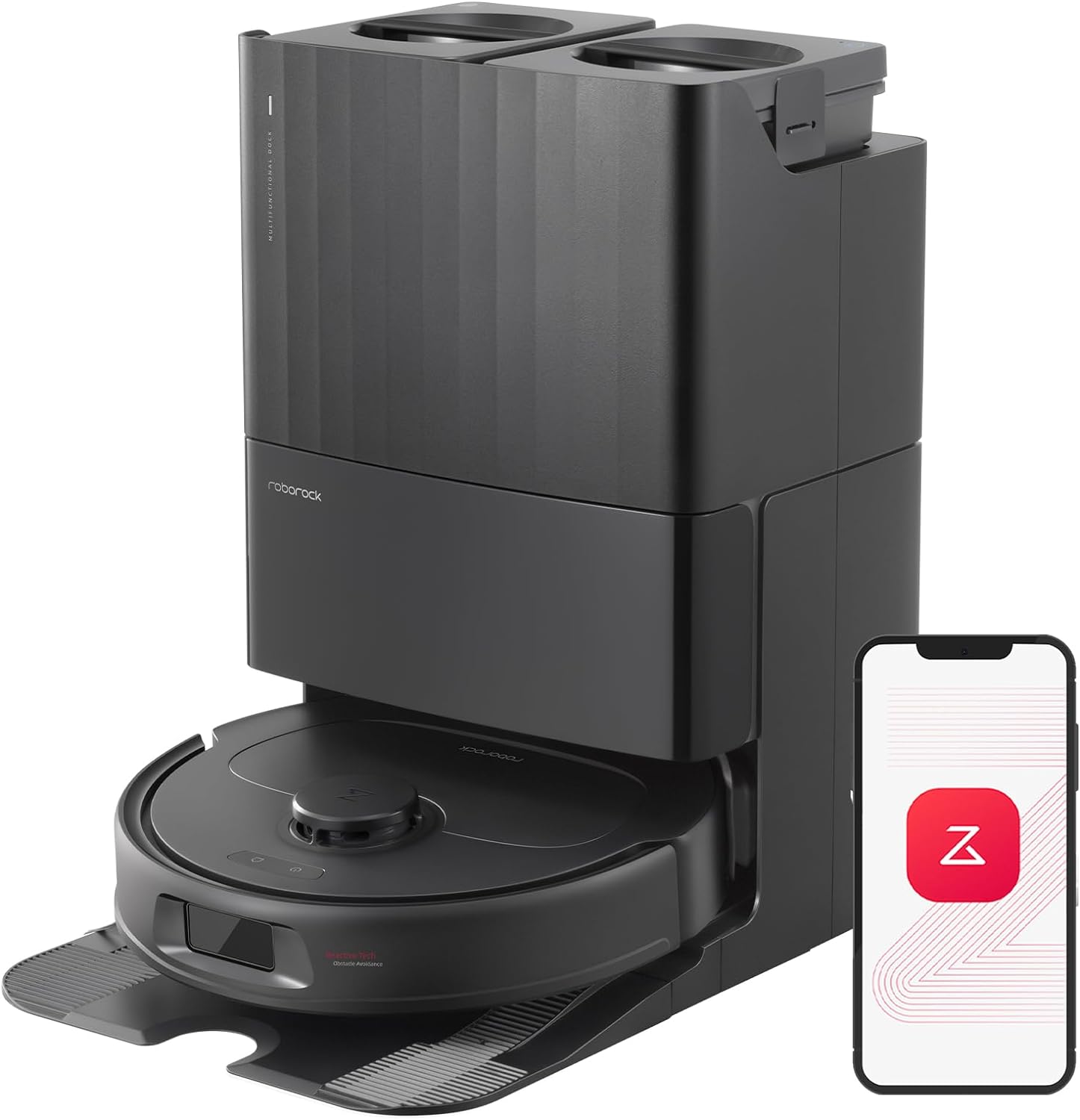 Series Robot Vacuum and Mop, 8000Pa Suction, Upgraded from Qrevo S, Anti-Tangle Brushes, Smart Obstacle Avoidance, Auto Mop Washing, All-in-One Dock, 200RPM Spinning Mops, Black(QV 35A)